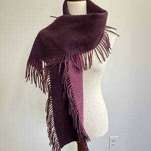 J Jill purple Wool 50% Cashmere 50% Blend Scarf 58" Long Fringe